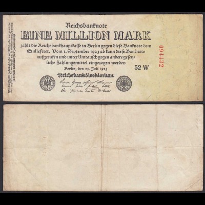 Ro 92b - 1 Million Mark 1923 Pick 94 F (4) FZ:W BZ:52 KN innen (30793