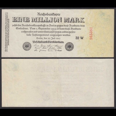 Ro 92c - 1 Million Mark 1923 Pick 94 VF (3) FZ:W BZ:32 KN nach außen (30795