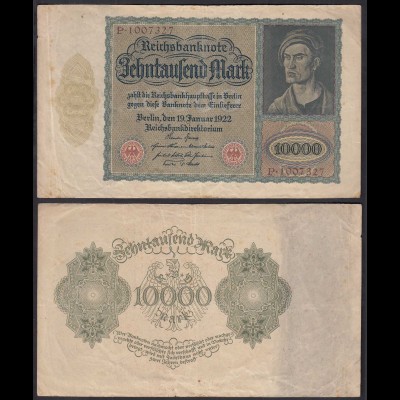 Reichsbanknote 10000 Mark 1922 Ro 68b Pick 71 F (4) Serie: P (30811