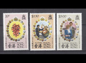 Hong Kong - Hongkong 1981 Mi. 372-74 ** MNH Hochzeit Charles und Diana (30841