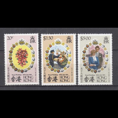 Hong Kong - Hongkong 1981 Mi. 372-74 ** MNH Hochzeit Charles und Diana (30841