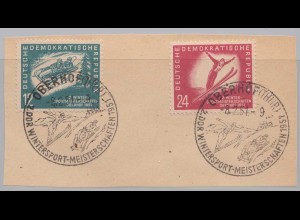 DDR 1951 Mi. 280-281 auf Briefstück mit SST Wintersport-Meisterschaften (27649