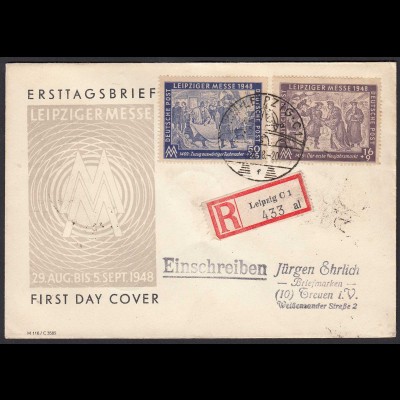 SBZ Leipziger Herbstmesse 1948 FDC Ersttagbrief per Einschreiben (20284