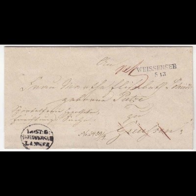 Preussen - Weissensee Langstempel Brief nach Greussen 19. Jahrhundert ( d655