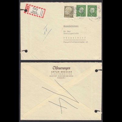 BRD Bund Heuss 2. + 3. Serie MIF R-Brief 1961 von Rheyd-Odenkirchen (30991