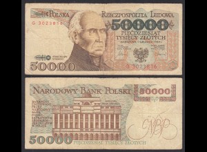 Polen - Poland - 50000 50.000 Marek Banknote 1989 Pick 153a F (4) (31017