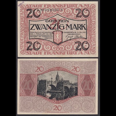 Stadt Frankfurt 20 Mark Notgeld/Gutschein 1918 (31047