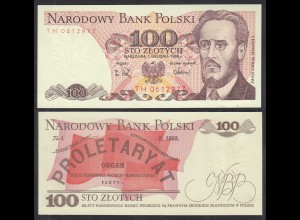 Polen - Poland - 100 Zlotych Banknote 1988 UNC Pick 143e (31061
