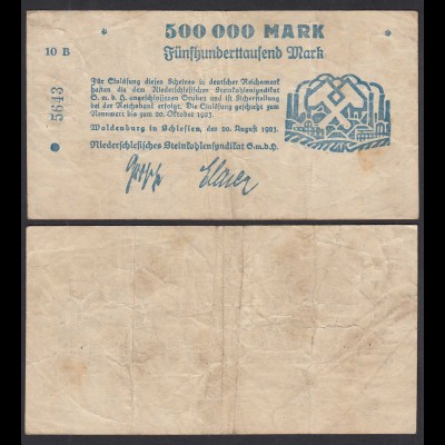 Waldenburg 500-tausend Mark 1923 Schlesien Steinkohle-Syndikat (31070