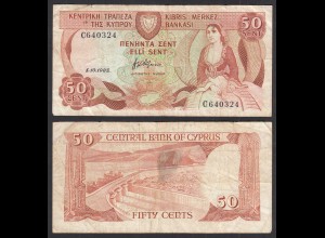 Zypern - Cyprus 50 Cents Banknote 1.10.1983 Pick 49a F (4) (31086