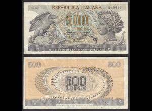 Italien - Italy 500 Lire Banknote 1966 Pick 93a F (4) (31090