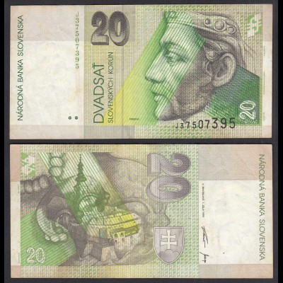 SLOWAKEI - SLOVAKIA 20 Korun Banknoten (1999) Pick 20d VF (3) (31098