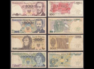 Polen - Poland 100, 200, 500, 1000 Zloty Banknoten (31103