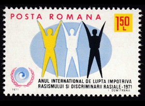 Rumänien - Romania Mi. 2907 Rassendiskriminierung ** MNH 1971 (31141