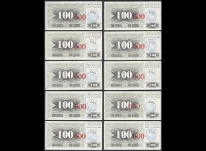 BOSNIEN - HERZEGOVINA 10 St.á 100.000 rot Dinara 15.10.1993 Pick 56b VF/XF (2/3)