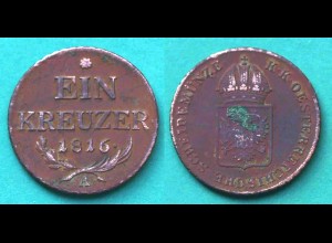 Österreich - Austria 1 Kreuzer Münze 1816 Kaiserreich Haus Habsburg (22884