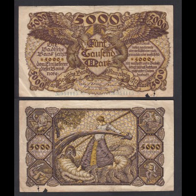 Baden Bank Mannheim 5000 Mark Banknote 1922 gebraucht (26981