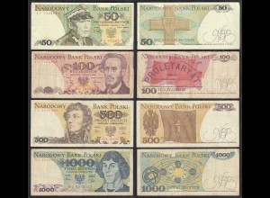 Polen - Poland - 50,100,500,1000 Zlotych Banknoten 1982-88 siehe Fotos (31204