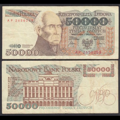 Polen - Poland - 50000 50.000 Zloty Banknote 1989 Pick 153a VF (3) (31025