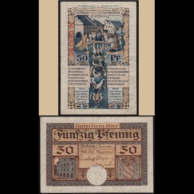 Westfalen Beckum 50 Pfennig Notgeld 1918 (16040