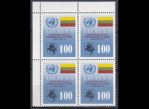 Litauen - Lithuania 1991 Mi 495 ** MNH UNO MITGLIED ER 4er Block (31228