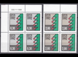 Estland - Estonia 1992 Mi. 195-196 X postfr. ** MNH 4er Block (31238