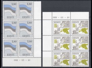 Estland - Estonia 1991 Mi. 174-75 postfr. ** MNH ER 6er Blocks Nationale Symbole