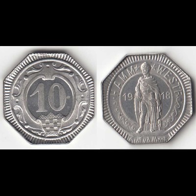 Hamm Notgeld Westfalen 10 Pfennig 1918 Eisen bankfrisch Funck 191.8 (31294