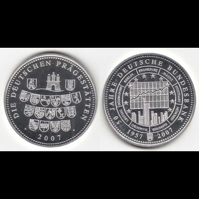 Medaille 50 J. Deutsche Bundesbank RS Deutsche Prägestätten Ø 32 mm Gew 10,5 g