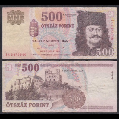 UNGARN - HUNGARY 500 Forint 2001 Pick 188a VF (3) (29105