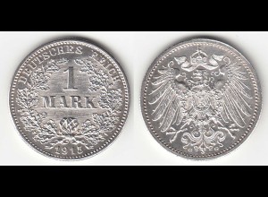 1 Mark Jaeger 17 Silber Münze großer Adler 1915 G Kaiserreich (31403
