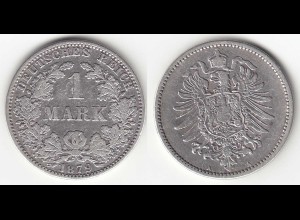 1 Mark Jäger 9 Silber Münze großer Adler 1879 A Kaiserreich RAR (31404