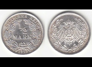 1/2 Mark Kaiserreich EMPIRE 1915 A Silber Jäger 16 (31414