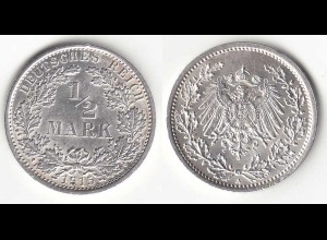 1/2 Mark Kaiserreich EMPIRE 1915 A Silber Jäger 16 (31416