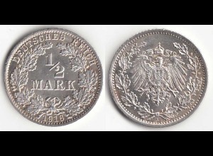 1/2 Mark Kaiserreich EMPIRE 1916 A Silber Jäger 16 (31441