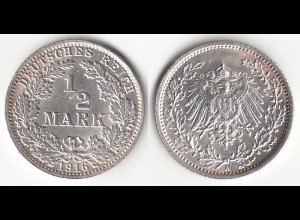1/2 Mark Kaiserreich EMPIRE 1916 A Silber Jäger 16 (31445