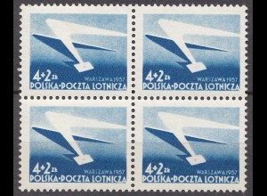 Polen – Poland 1957 Mi. 1004 – 4er Block 7.Nat.Briefmarken Ausstellung ** MNH