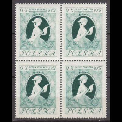 Polen – Poland 1957 Mi.1030 4er Block Liebeszeichen Jean-Honoré Fragonard ** MNH