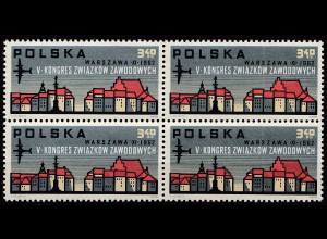 Polen – Poland 1962 Mi. 1363 – 4er Block Gewerkschaften Kongress ** MNH (70024