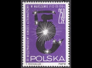 Polen – Poland 1964 Mi. 1526 – 15. Astronautik Kongress Warschau ** MNH (70026