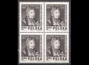 Polen – Poland 1964 Mi.1532 – 4er Block Elenor Roosevelt 80. Geburtstag ** MNH