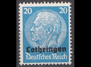 Deutsche Besetzung Lothringen 1940 Mi. 9 - 20 Pfennig ** MNH (70041