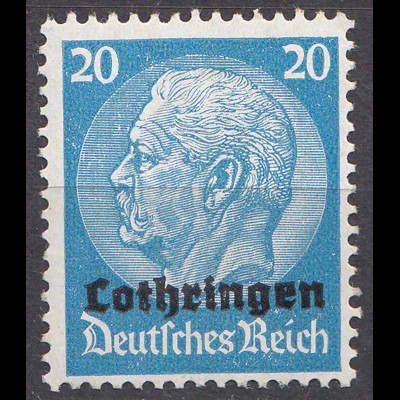 Deutsche Besetzung Lothringen 1940 Mi. 9 - 20 Pfennig ** MNH (70041