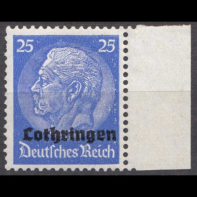 Deutsche Besetzung Lothringen 1940 Mi. 10 - 25 Pfennig ** MNH (70042