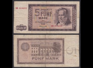 Ro 354a - 5 Mark DDR Banknote 1964 F- (4-) Serie BH Rosenberg nicht bekannt 