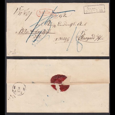 1857 STETTIN R2 Auslagen Brief nach STARGARD mit Inhalt (31461