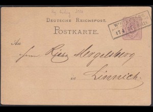 1877 WINTERBERG REG BEZ ARNSBERG R3 5 Pfennige Ganzsachenkarte n.LINNICH (31470