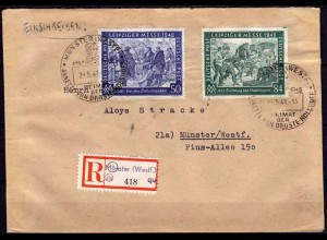Münster Westfalen SST 1948 Annette von Droste Hülshoff R-Brief prov. R-Zettel