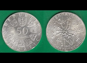 Österreich 50 Schilling Silber-Münze Internationale Gartenschau 1974 (31378