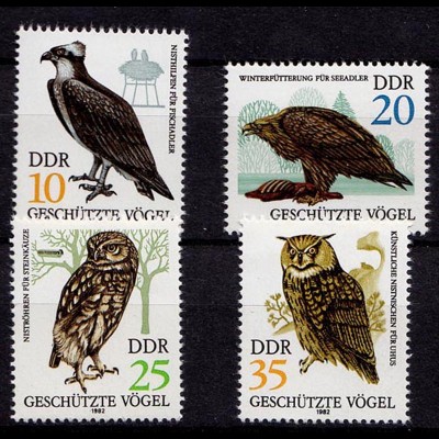 Germany DDR 1982 Mi 2702-05 ** MNH Geschützte Greifvögel - Protected raptors